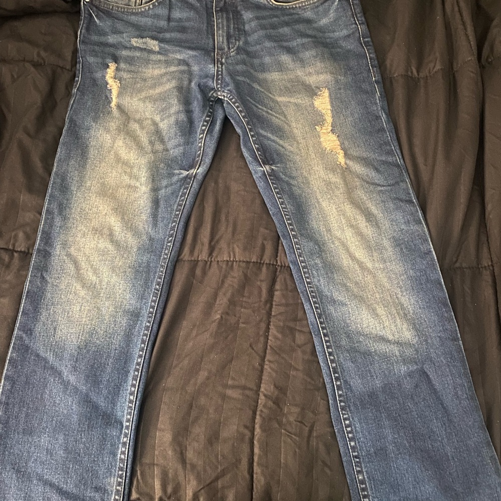 Men's Blue Distressed Jeans